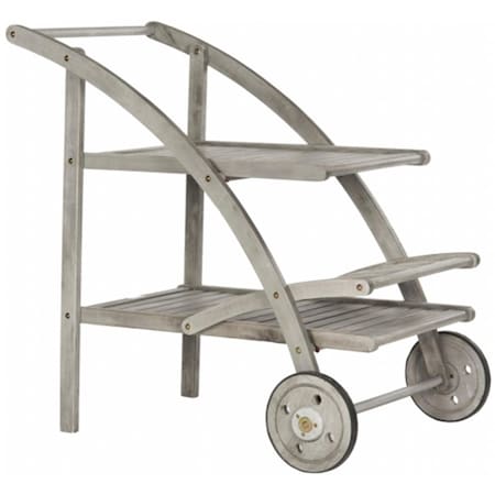 Safavieh Lodi Tea Cart- Grey Wash and Beige - 34.3 x 34.3 x 25.2 in. PAT7009B